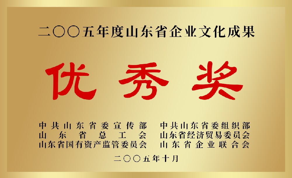 2005年度山東省企業(yè)文化成果優(yōu)秀獎(jiǎng)